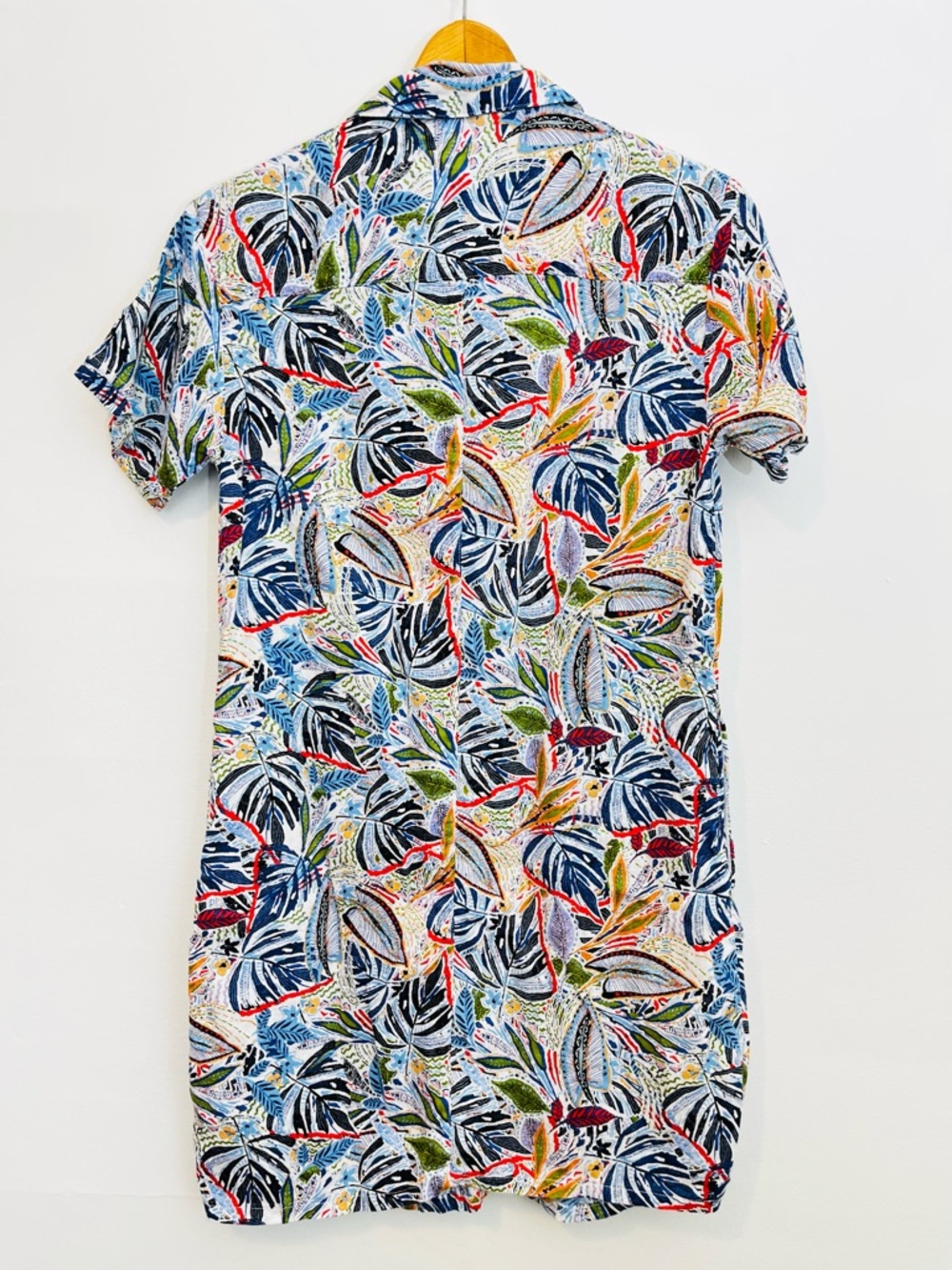 C&C California Linen Mini Shirt Dress Tropical Bold Button EUC Coastal Summer XS - Picture 6 of 10